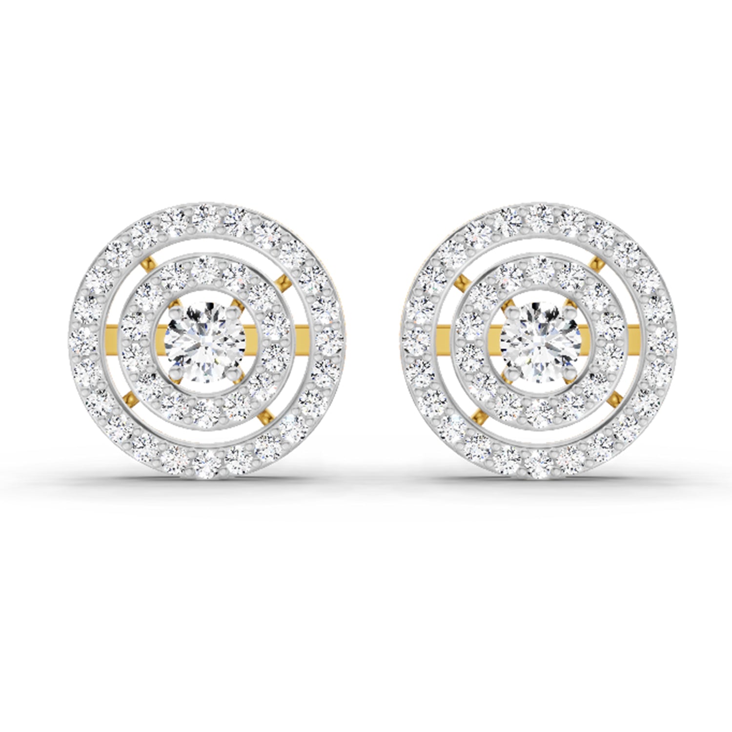 1.41 Carat Round Halo Stud Earrings 14K
