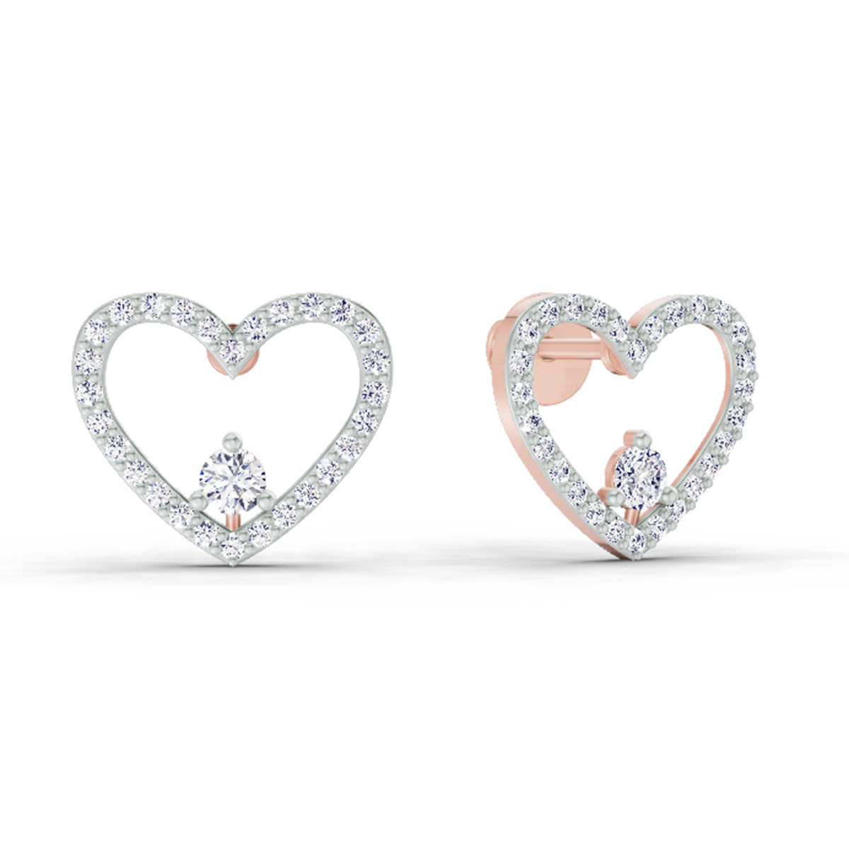 0.66 Carat Heart Halo Stud Earrings 14K - Rose Gold