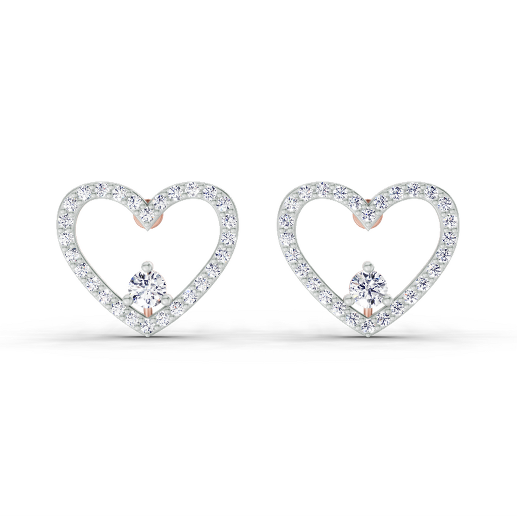 0.66 Carat Heart Halo Stud Earrings 14K - Rose Gold