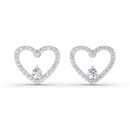 0.66 Carat Heart Halo Stud Earrings 14K - Rose Gold