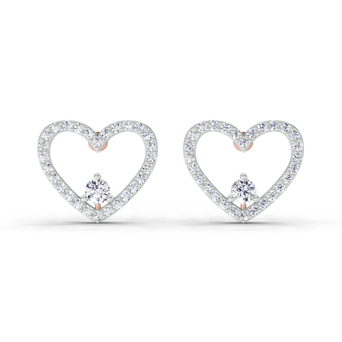 0.66 Carat Heart Halo Stud Earrings 14K - Rose Gold
