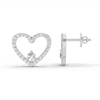 0.66 Carat Heart Halo Stud Earrings 14K - White Gold