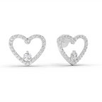0.66 Carat Heart Halo Stud Earrings 14K - White Gold