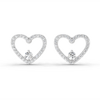 0.66 Carat Heart Halo Stud Earrings 14K - White Gold