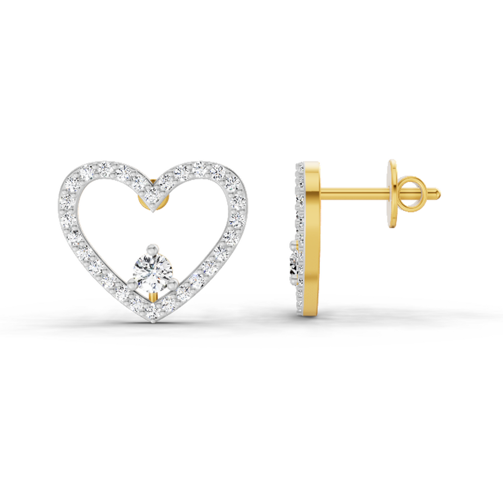 0.66 Carat Heart Halo Stud Earrings 14K
