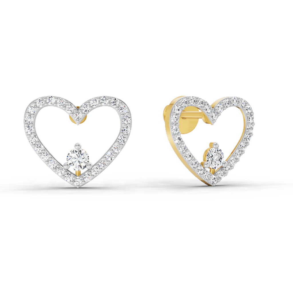 0.66 Carat Heart Halo Stud Earrings 14K