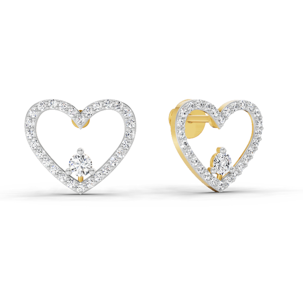 0.66 Carat Heart Halo Stud Earrings 14K