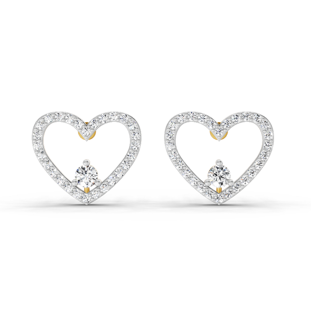 0.66 Carat Heart Halo Stud Earrings 14K
