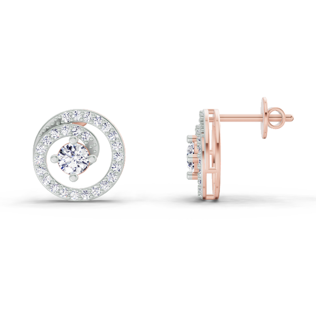 0.90 Carat Round Earrings 14K - Rose Gold