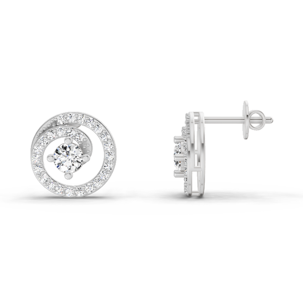 0.90 Carat Round Earrings 14K - White Gold