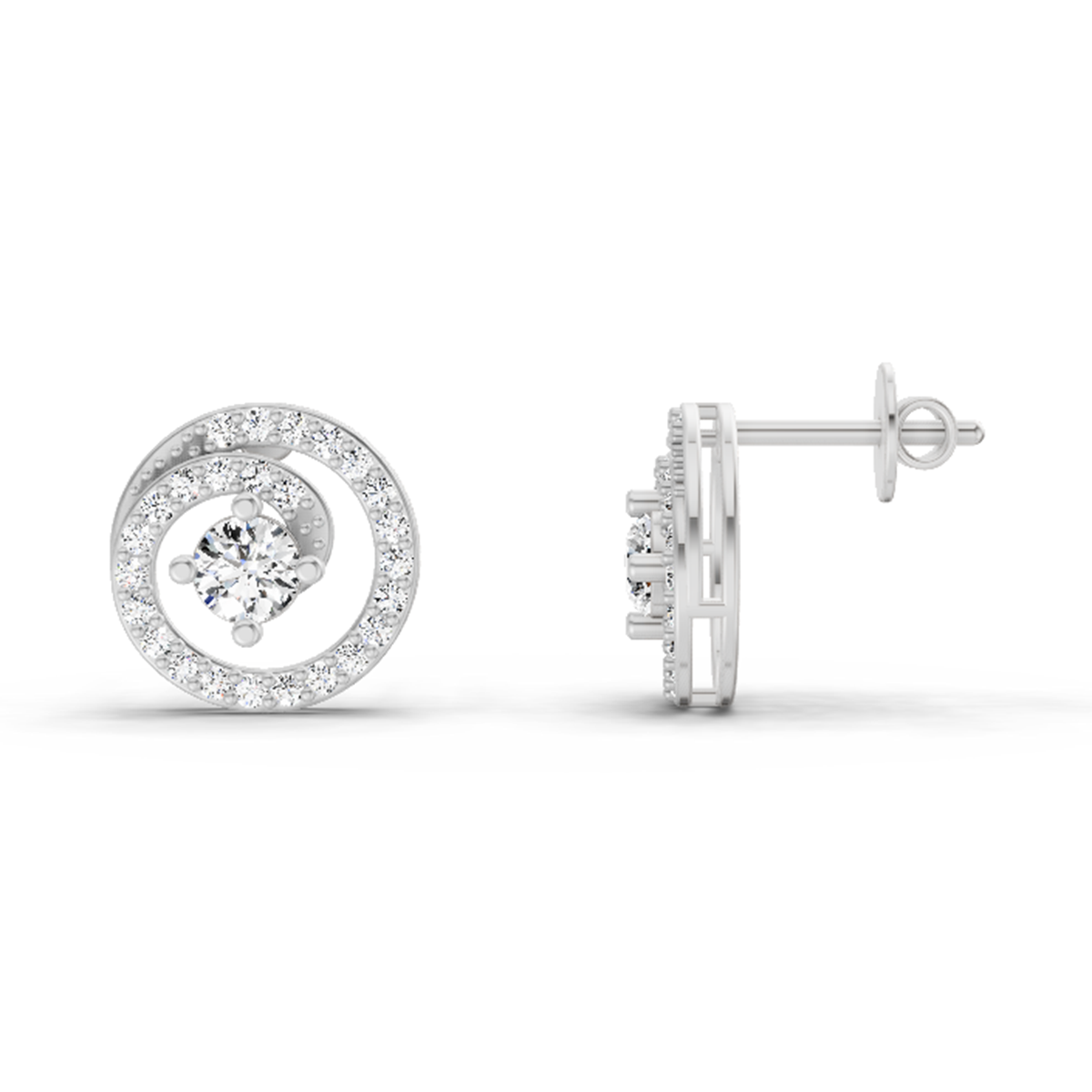 0.90 Carat Round Earrings 14K - White Gold