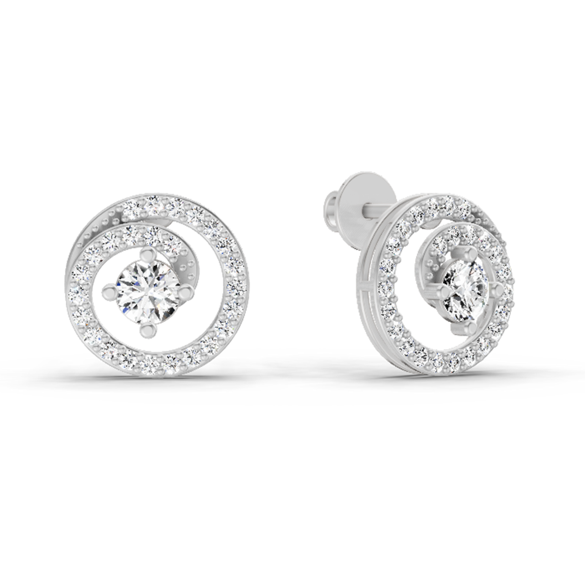 0.90 Carat Round Earrings 14K - White Gold