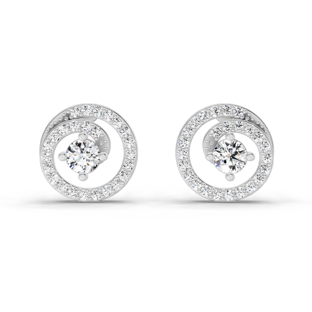 0.90 Carat Round Earrings 14K - White Gold