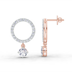 1.21 Carat Circle Drop Stud Earrings 14K - Rose Gold