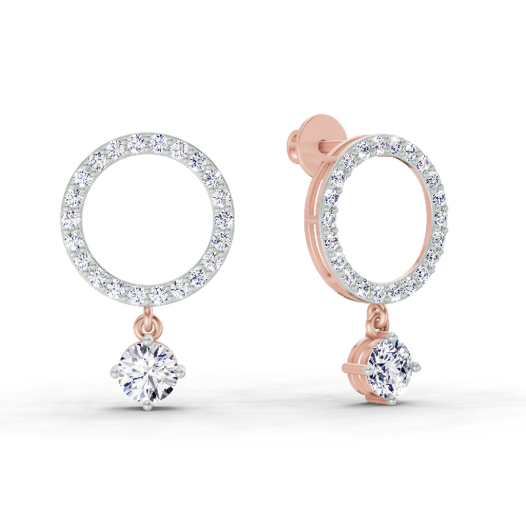 1.21 Carat Circle Drop Stud Earrings 14K - Rose Gold