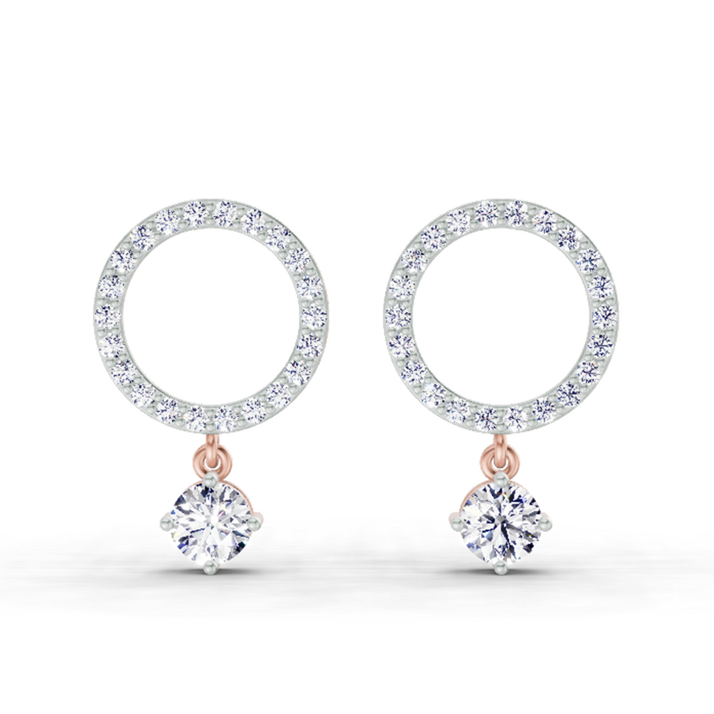 1.21 Carat Circle Drop Stud Earrings 14K - Rose Gold