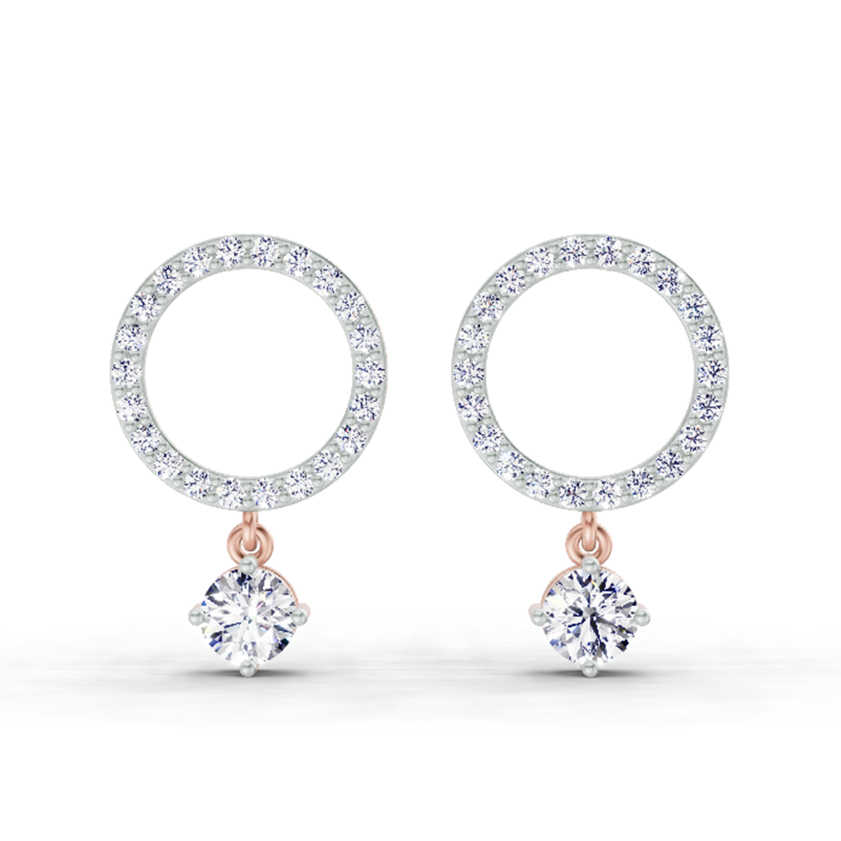 1.21 Carat Circle Drop Stud Earrings 14K - Rose Gold