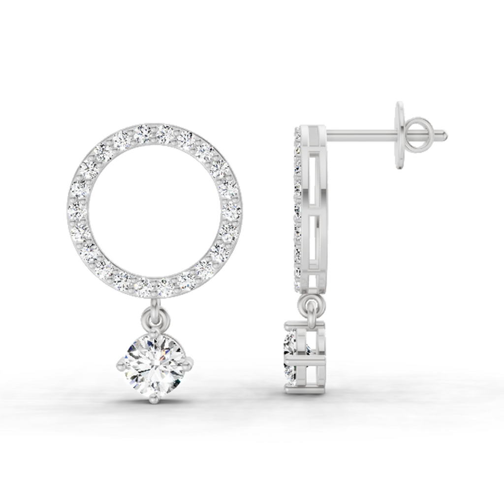 1.21 Carat Circle Drop Stud Earrings 14K - White Gold