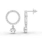 1.21 Carat Circle Drop Stud Earrings 14K - White Gold