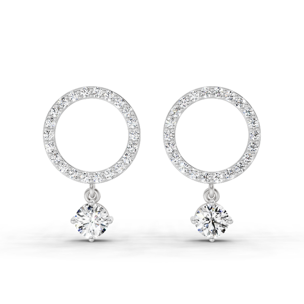 1.21 Carat Circle Drop Stud Earrings 14K - White Gold