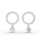 1.21 Carat Circle Drop Stud Earrings 14K - White Gold