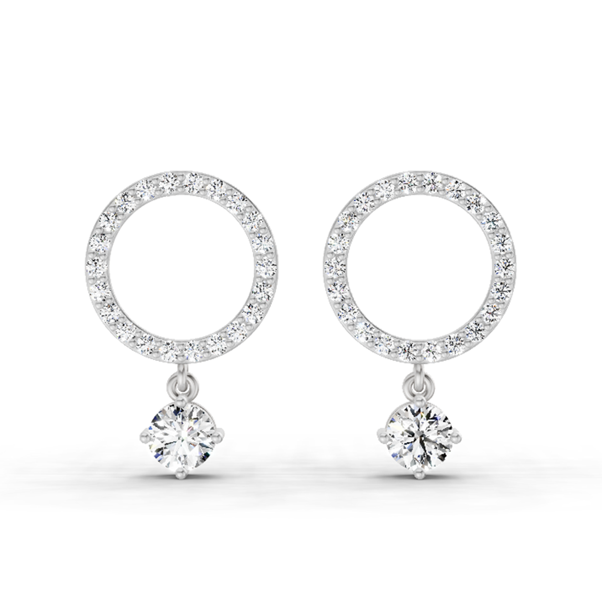 1.21 Carat Circle Drop Stud Earrings 14K - White Gold