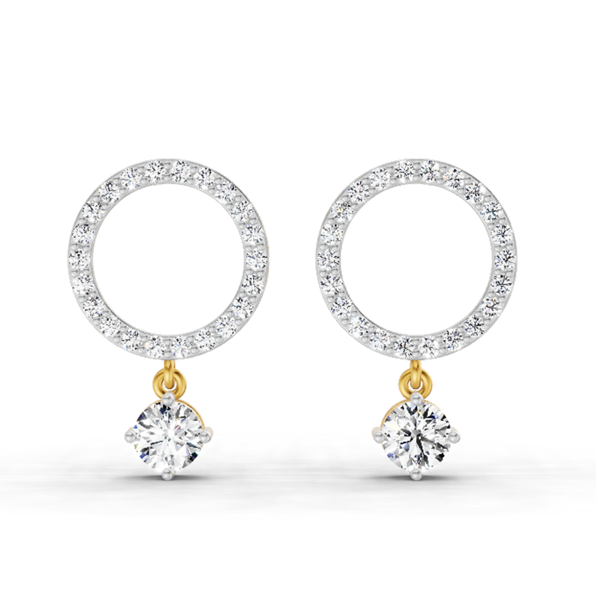 1.21 Carat Circle Drop Stud Earrings 14K
