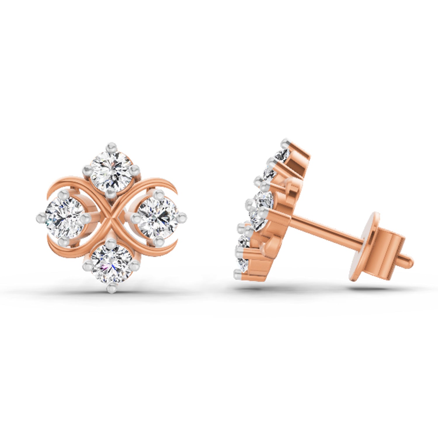 0.85 Carat Round Fashion Earrings 14K - Rose Gold