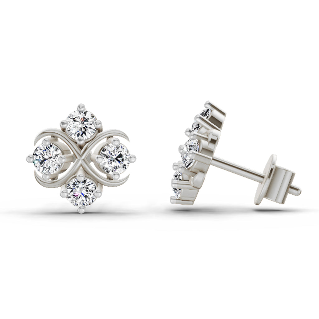 0.85 Carat Round Fashion Earrings 14K - White Gold