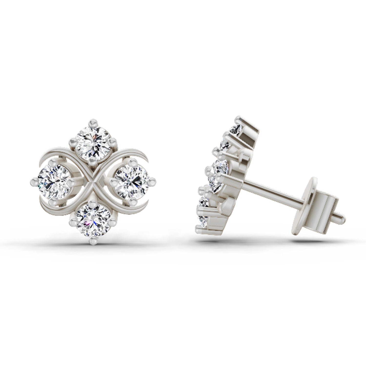 0.85 Carat Round Fashion Earrings 14K - White Gold