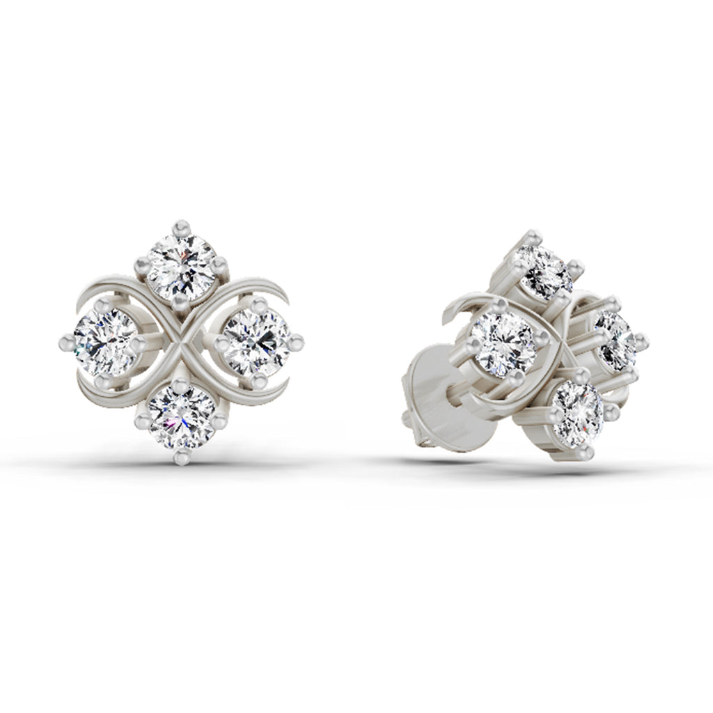 0.85 Carat Round Fashion Earrings 14K - White Gold