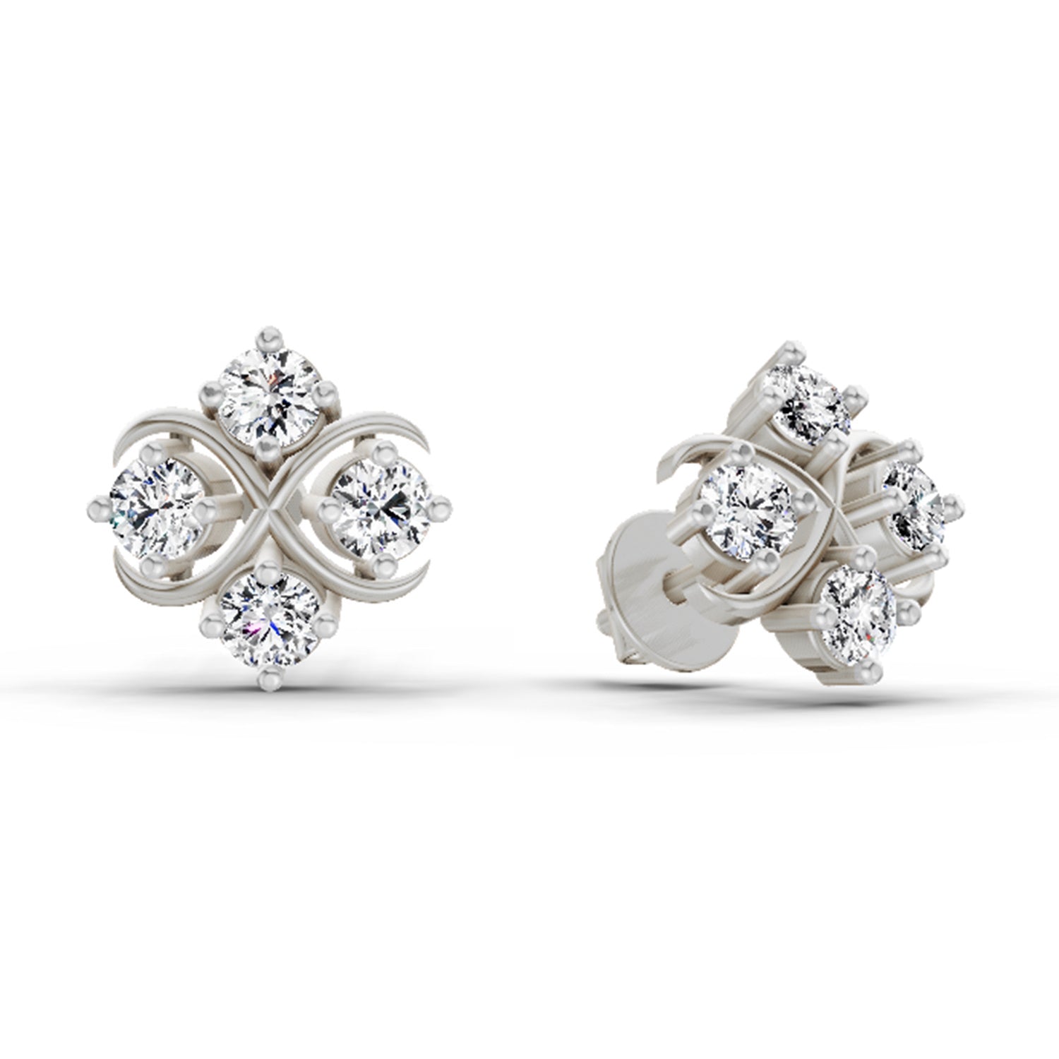 0.85 Carat Round Fashion Earrings 14K - White Gold