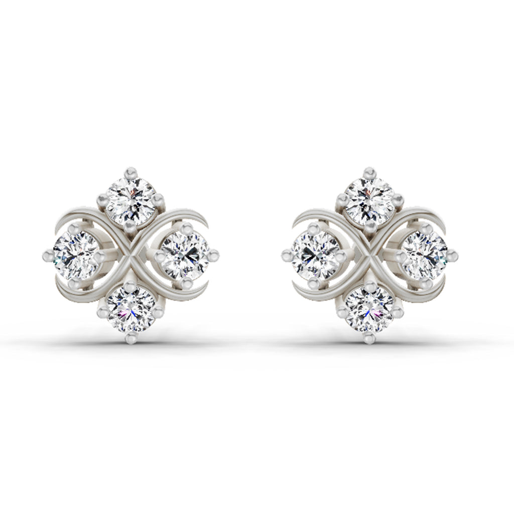 0.85 Carat Round Fashion Earrings 14K - White Gold
