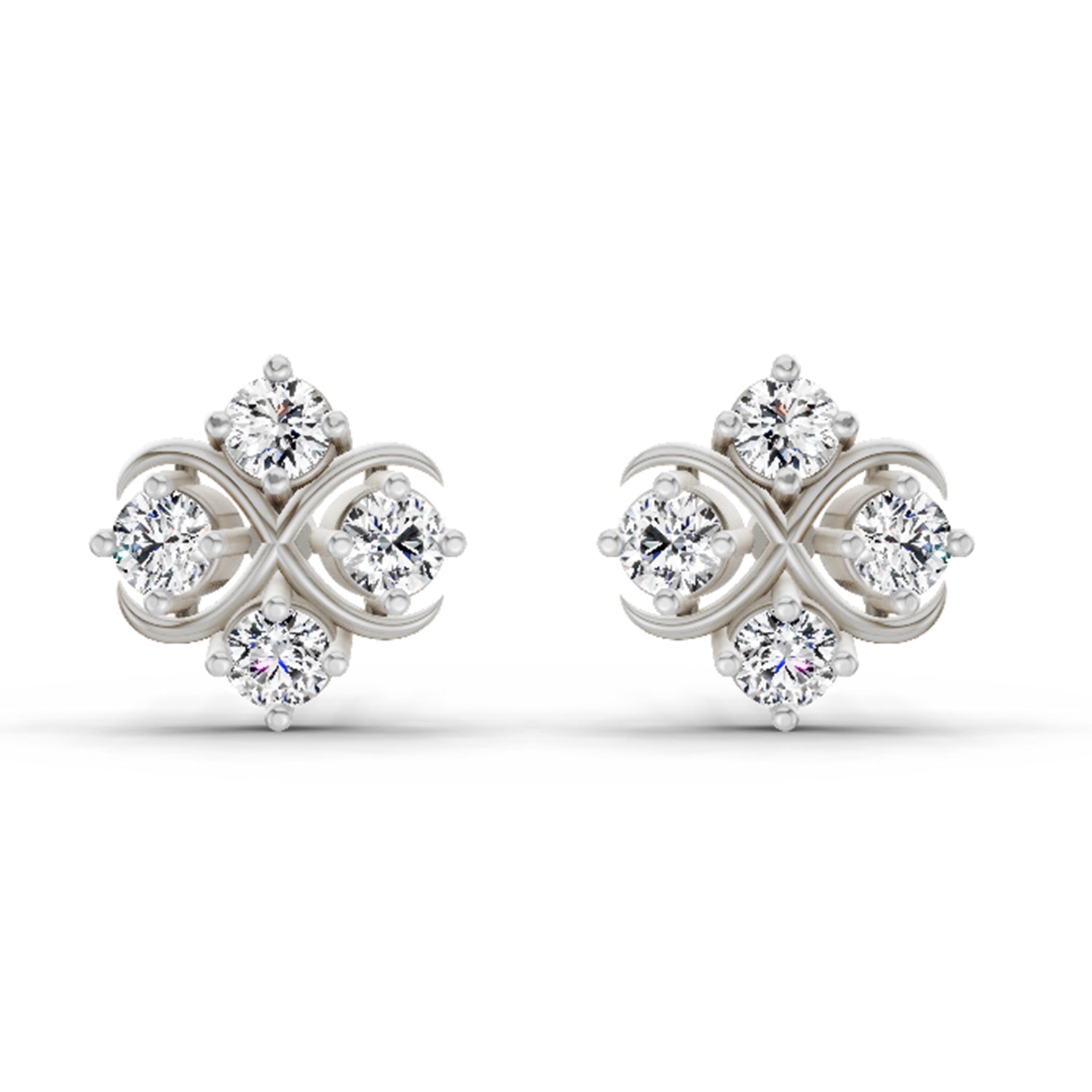 0.85 Carat Round Fashion Earrings 14K - White Gold
