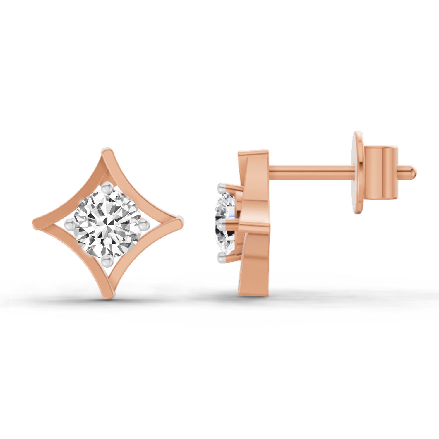 0.46 Carat Round Stud Earrings 14K - Rose Gold