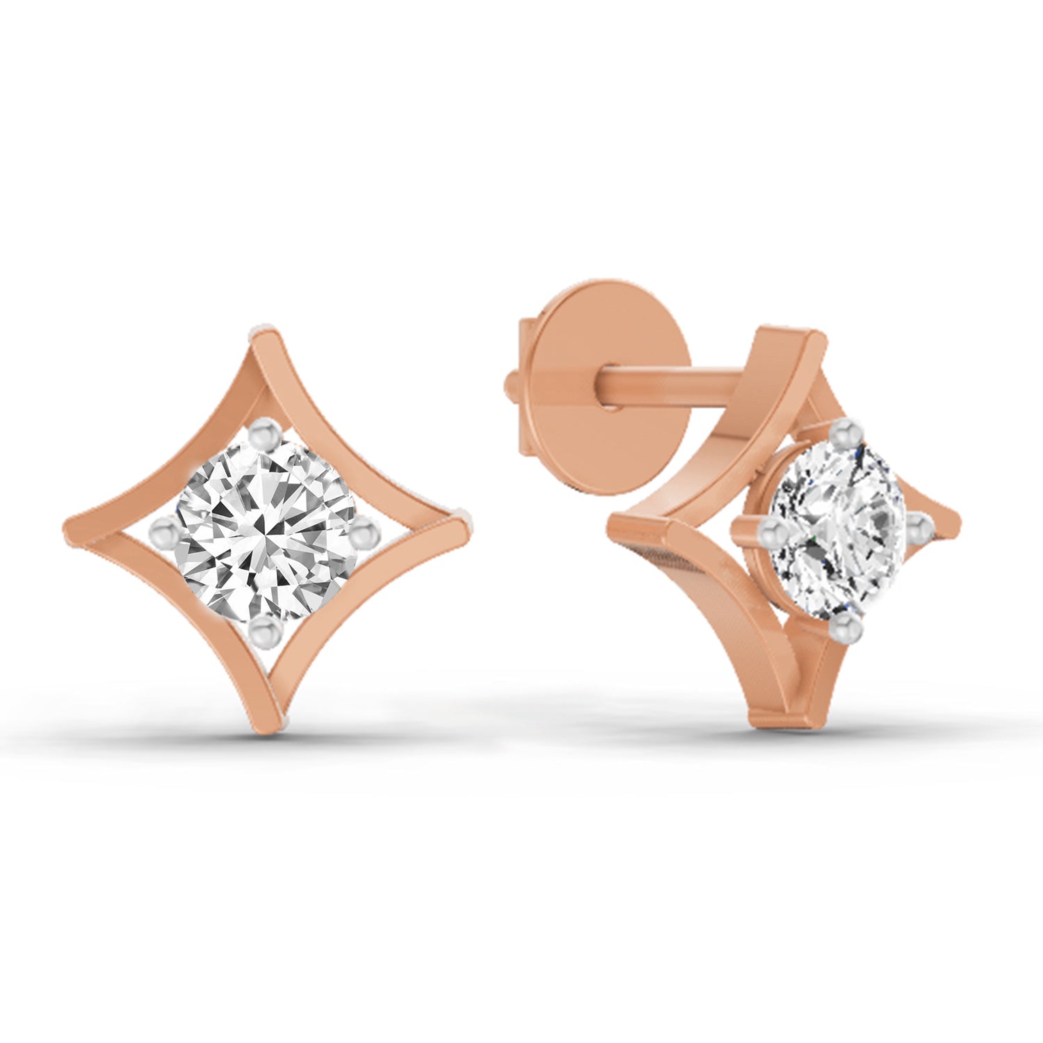 0.46 Carat Round Stud Earrings 14K - Rose Gold