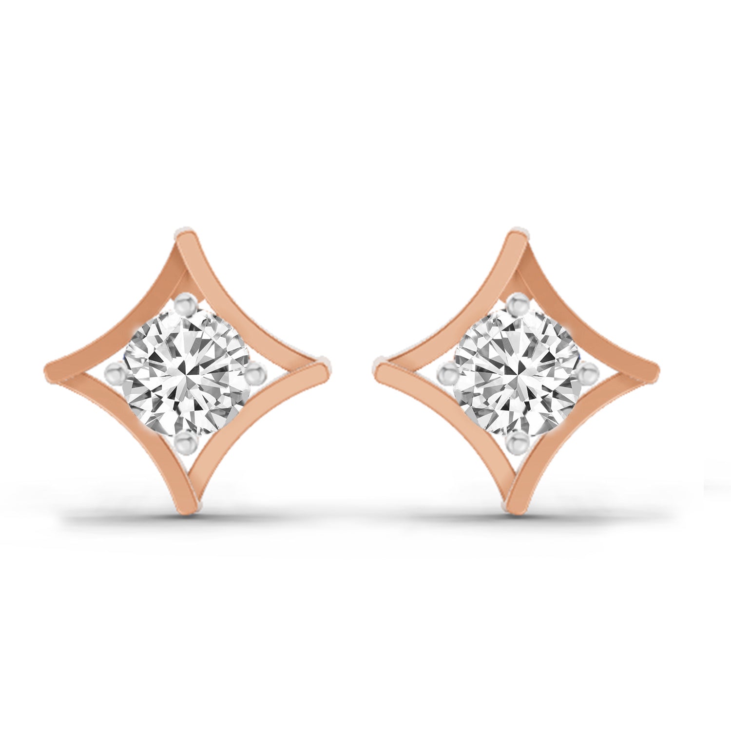 0.46 Carat Round Stud Earrings 14K - Rose Gold