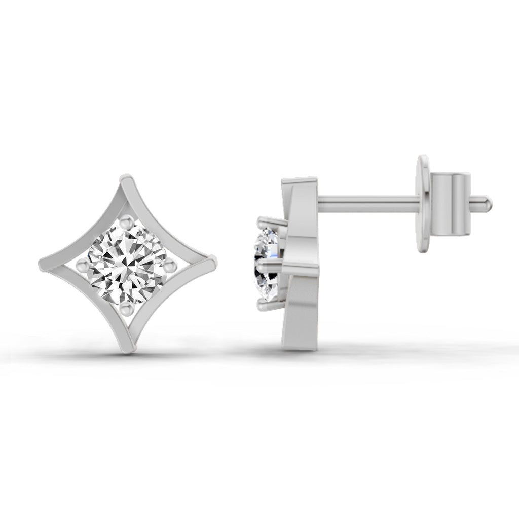 0.46 Carat Round Stud Earrings 14K - White Gold