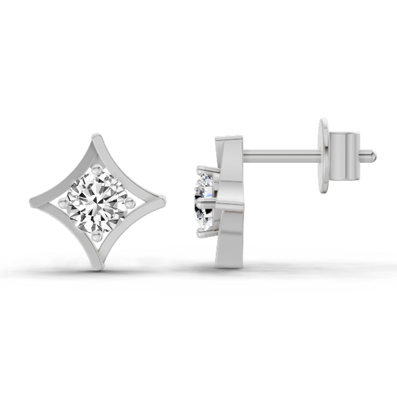 0.46 Carat Round Stud Earrings 14K - White Gold