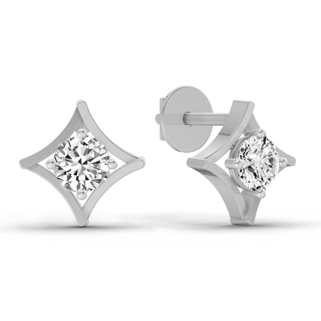 0.46 Carat Round Stud Earrings 14K - White Gold