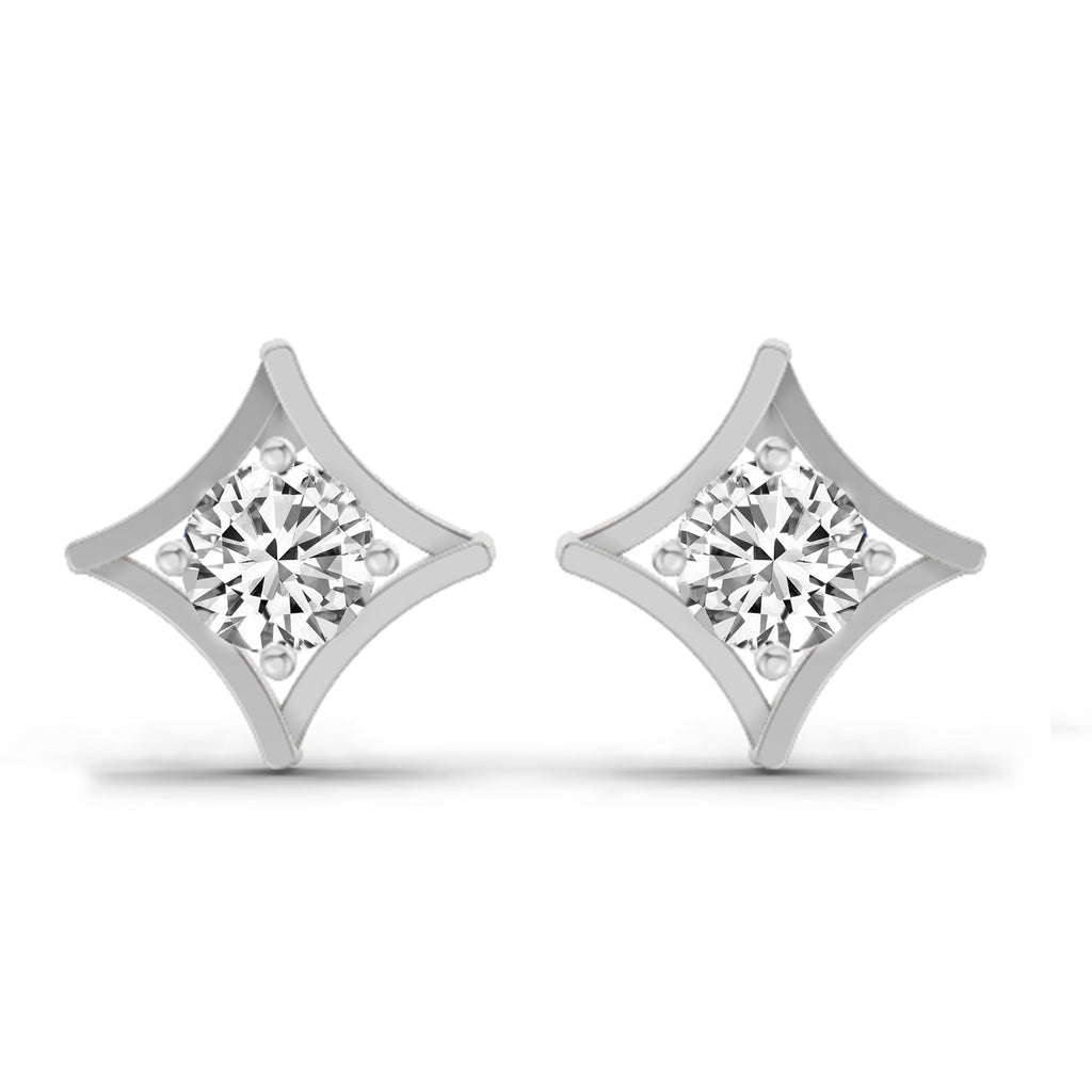 0.46 Carat Round Stud Earrings 14K - White Gold