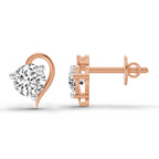 0.6 Carat Round Heart Stud Earrings 14K - Rose Gold