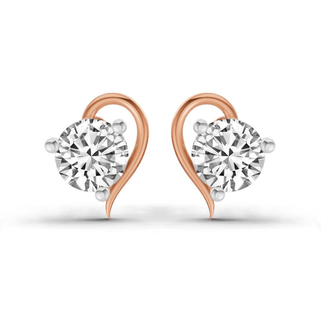 0.6 Carat Round Heart Stud Earrings 14K - Rose Gold