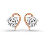 0.6 Carat Round Heart Stud Earrings 14K - Rose Gold