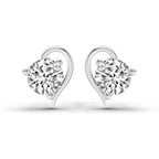 0.6 Carat Round Heart Stud Earrings 14K - White Gold