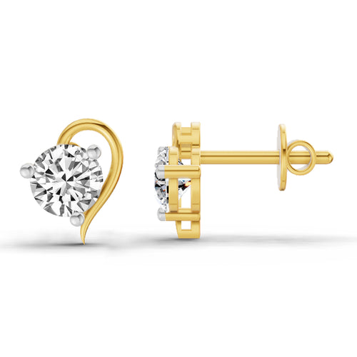 0.6 Carat Round Heart Stud Earrings 14K