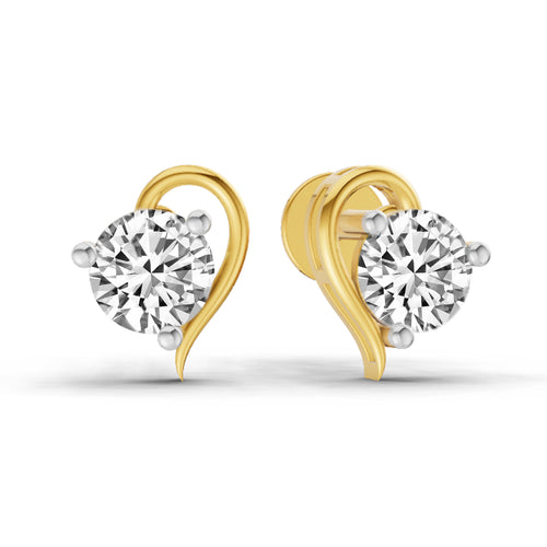 0.6 Carat Round Heart Stud Earrings 14K