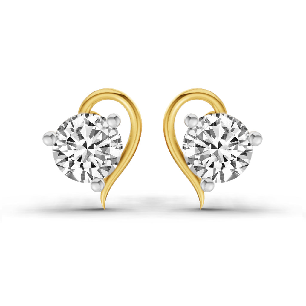 0.6 Carat Round Heart Stud Earrings 14K