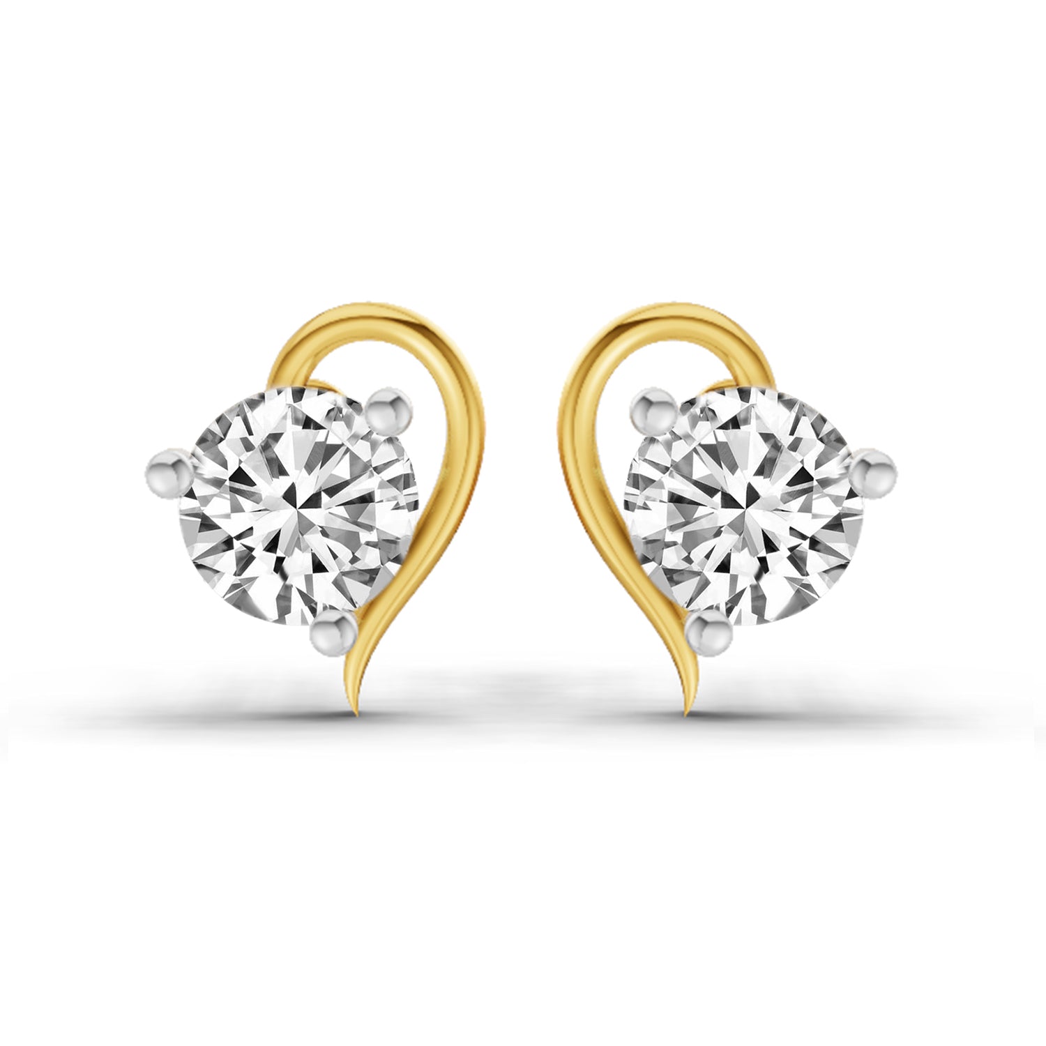 0.6 Carat Round Heart Stud Earrings 14K