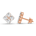 0.76 Carat Round Cluster Stud Earrings 14K - Rose Gold
